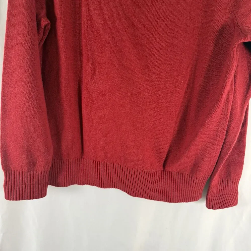J. Crew Lambswool Blend Sweater Men's Large Red Knit Crew Neck Long Sleeve